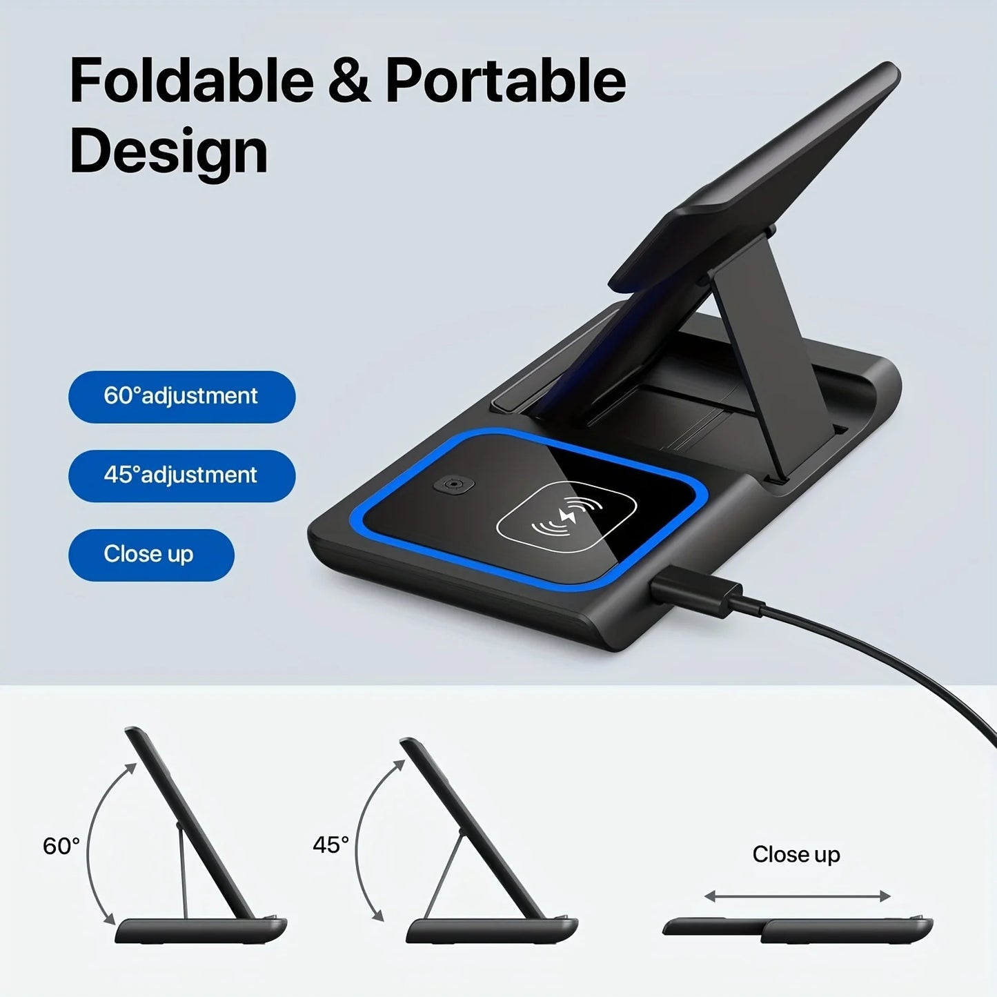 Wireless Charger 3 in 1 For iPhone 15 14 13 12 Pro Max 11 15W Fast Charging Dock Station For Apple Watch Airpods Induction Stand